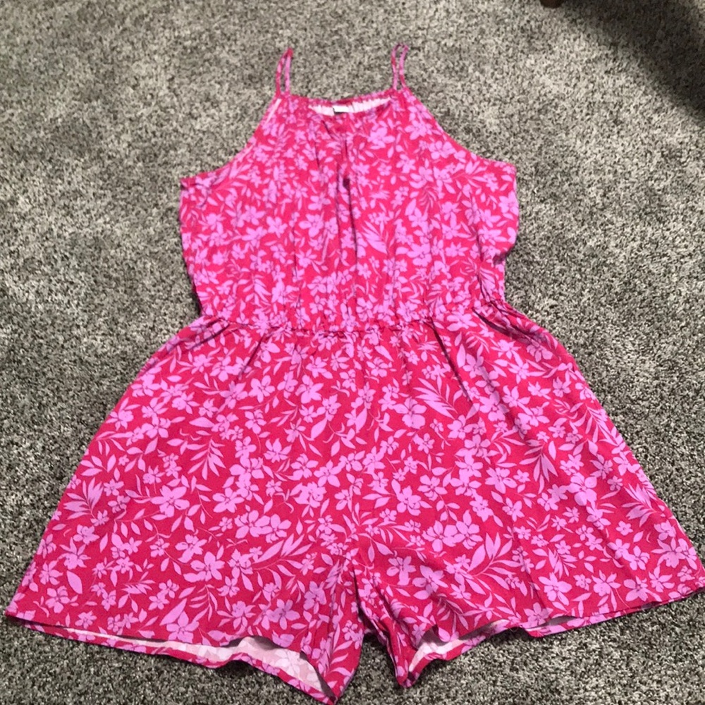 Pink floral romper
